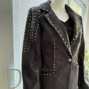 Black Leather Reba Studded Sport Coat